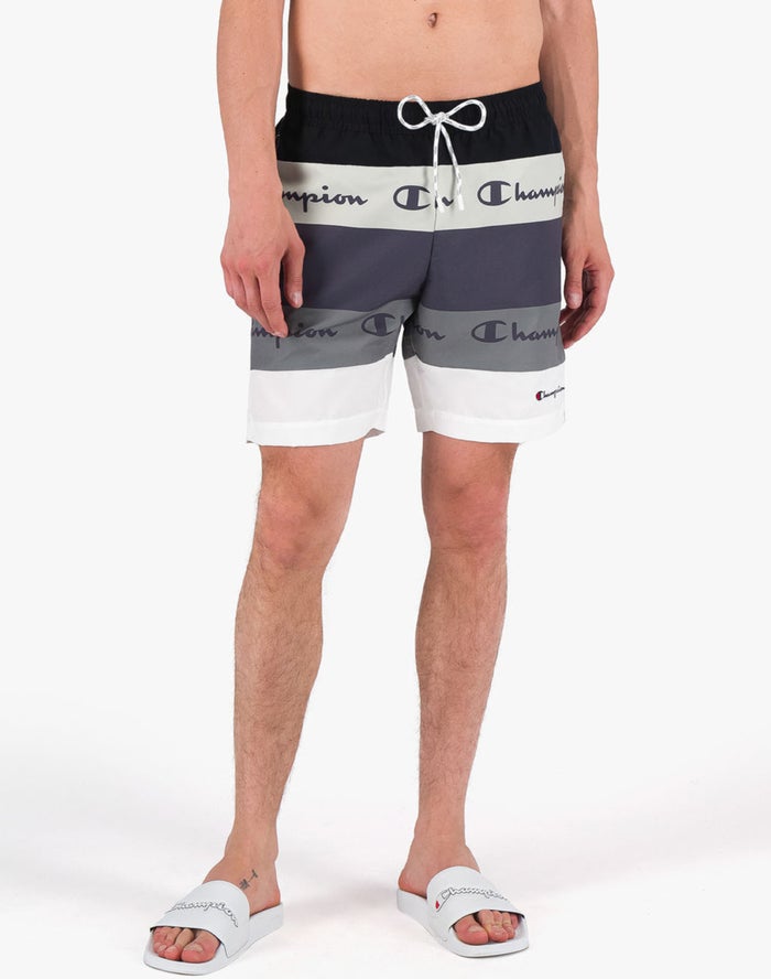 Champion Herre Shorts Grå/Sort/Hvide - Colorblock Panel Board Script Logo - Danmark XIZ-372098